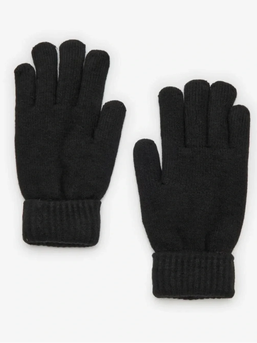 Fireside Black Knitted Cuff Gloves